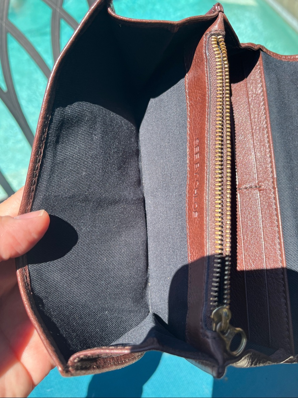 See By Chloé Brown Leather Bow Wallet Continental Zip Clutch Organizer - Picture 10 of 12